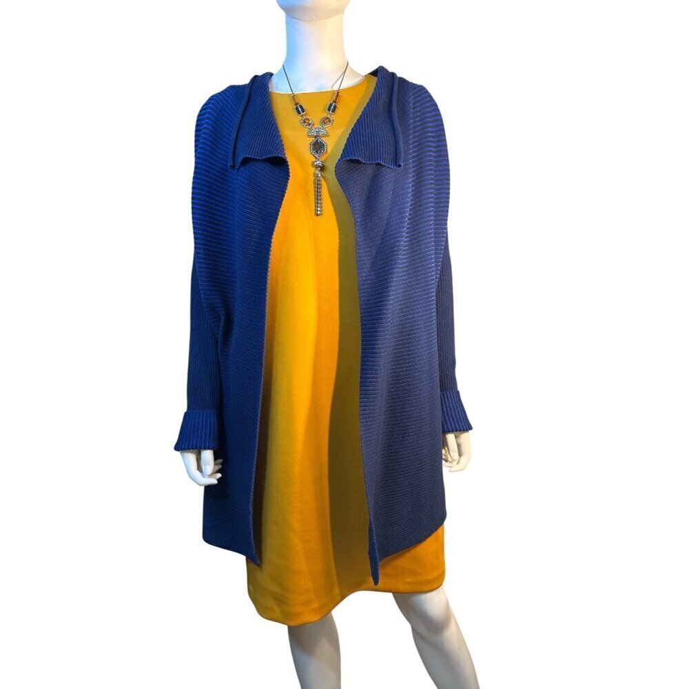 Chaus New York Blue Moon Open-Front Cardigan Small 100% Cotton Ribbed Knit NWT